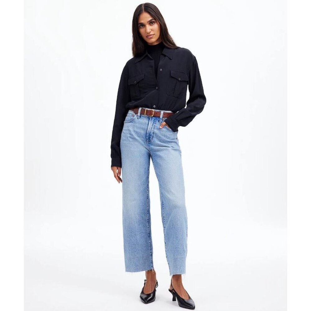 MADEWELL Women's The Perfect Vintage Wide-Leg Crop Jean Size 32T In Altoona Wash